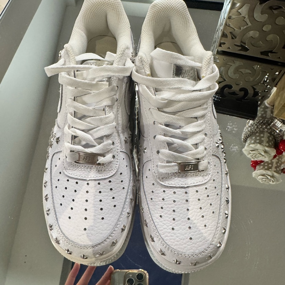 Nike AF1 White Star Studded Sneakers